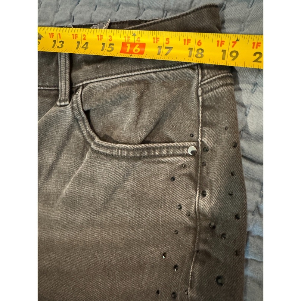 Talbots High Waist Relaxed Jeans Size 16WP Embellished Black Denim Straight Leg - Picture 13 of 16